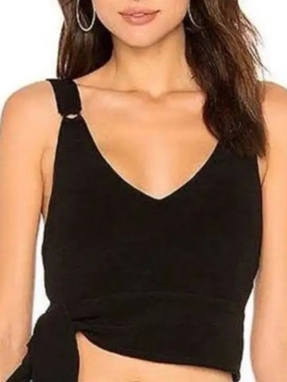 Free People Paisley Pop Tank Black Crop Top Side Tie Size Medium Boho Festival